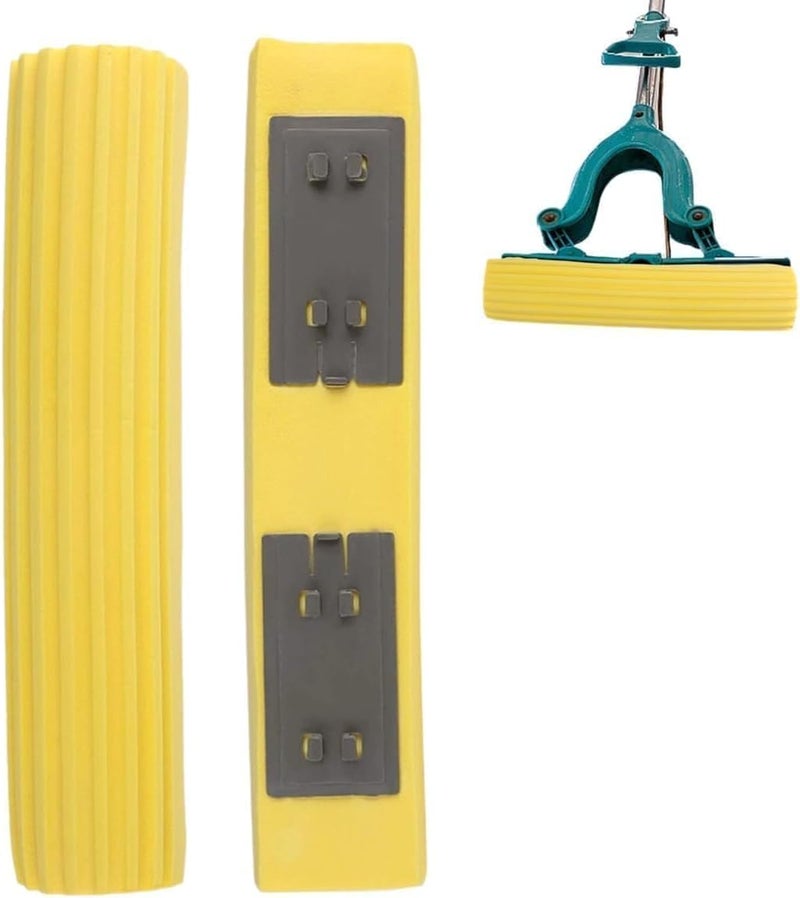 Beufee Sponge Mops for Floor Cleaning, Mop Head Refills PVA Sponge Roller Replacements, Super Absorbent Roller Refill for Home Cleaning Tool, Yellow, Set of 2 （Only Head） - Image 1